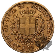ITALIE-1857T-10 LIRE-Vittorio Emanuele II-TTB