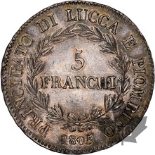 ITALIE-1805-5 FRANCS-Lucca &amp; Piombino-NGC AU55