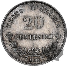 ITALIE-1863M-20 CENTIMES-Vittorio Emanuele II-NGC MS64