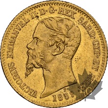 ITALIE-1859-20 LIRE-Vittorio  Emanuele II-NGC MS 62