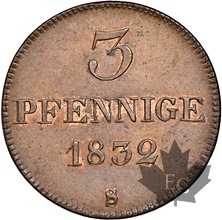 ALLEMAGNE-1832-3 Pfenninge-FREDERIC-AUGUSTE I-NGC MS64BN