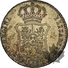 ESPAGNE-1833-1/2 REAL MEDAILLE-ISABELLE II-NGC AU58