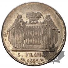 MONACO-1837-5 Francs-TTB-SUP