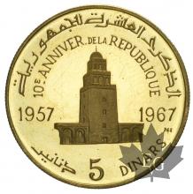 TUNISIE-1967-5 DINARS-PROOF