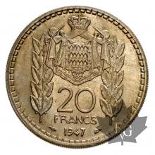 MONACO-1947-20 FRANCS-LOUIS II-FDC