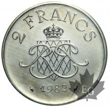 MONACO-1982-2 FRANCS PIEFORT ARGENT