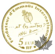 FRANCE-2012-5 EURO OR-ABBE PIERRE-PROOF