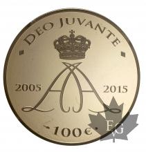 MONACO-2015-100 EURO-DIX ANS DE RÈGNE-PROOF
