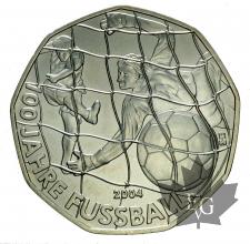 AUTRICHE-2004-5 EURO ARGENT-100 Jahre Fussball-FDC