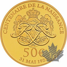 MONACO 50 € OR BE Centenaire Prince Rainier III 1923-2023