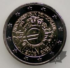 ALLEMAGNE-2012F-2 EURO COMMEMORATIVE- 10 ans euro