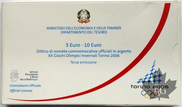 ITALIE-2005-5 euro-10 euro-XX Giochi Olimpici Invernali Torino-III°