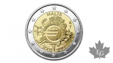 MALTE-2012-2 EURO COMMEMORATIVE- 10 ANS EURO
