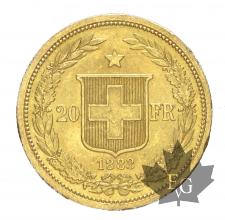 Suisse-20 Francs 1886-1896-Confederation