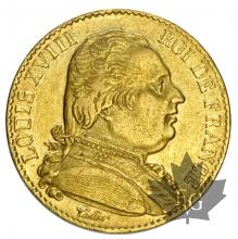 France-20 Francs or-Louis XVIII-buste abillé-1814-1815