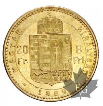 Hongrie-20 Frs - 8 Fl-or-gold-1870-1890