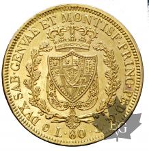 Italie-80 lire-Carlo Felice-oro-gold