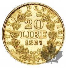 Stato Pontificio - 20 lire oro marengo Pio IX