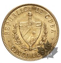 Cuba-5 Pesos or-gold-dates mixtes