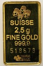 Suisse-Lingot 2.5 gr. or-gold-typologies differentes
