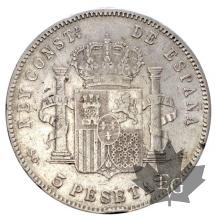 Espagne-5 Pesetas-Alfonso XIII-JEUNE 1896-1899