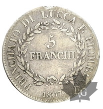 Italie-Lucca-5 Franchi-argent (1804-1815) 