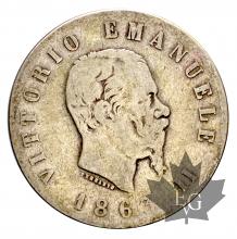 Italie-2 Lire-1863-Vittorio Emanuele II-Stemma