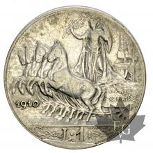 ITALIE-1 LIRA Quadriga Lenta argent 1908-1913