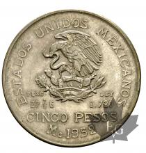 Mexique-5 Pesos-1951-54-argent-silver