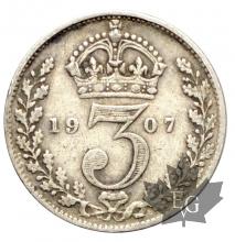Royaume Uni-3 Pence silver- Edward- 1902-1910