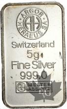 Suisse-5 gr lingot argent-silver ingot