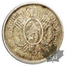 Bolivie-Medio Boliviano-KM#161.5-silver-argent